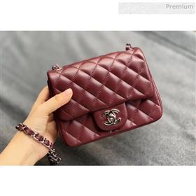 Chanel Quilted Lambskin Classic Mini Flap Bag Burgundy With Silver Hardware(Top Quality) (MH-20031629)