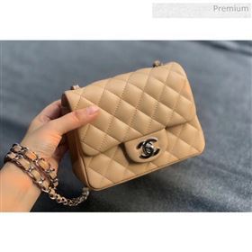 Chanel Quilted Lambskin Classic Mini Flap Bag Apricot With Silver Hardware(Top Quality) (MH-20031631)