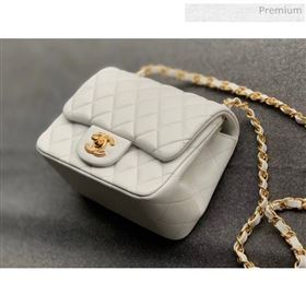 Chanel Quilted Lambskin Classic Mini Flap Bag White With Gold Hardware(Top Quality) (MH-20031633)