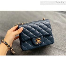 Chanel Quilted Lambskin Classic Mini Flap Bag Navy Blue With Gold Hardware(Top Quality) (MH-20031634)