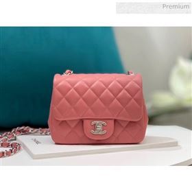 Chanel Quilted Lambskin Classic Mini Flap Bag Rouge With Silver Hardware(Top Quality) (MH-20031635)