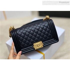 Chanel Quilted Origial Haas Big Caviar Leather Medium Boy Flap Bag Black with Gold Hardware(Top Quality) (MH-0031717)