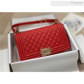 Chanel Quilted Origial Haas Big Caviar Leather Medium Boy Flap Bag Red with Light Gold Hardware(Top Quality) (MH-0031718)