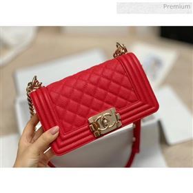 Chanel Quilted Origial Haas Big Caviar Leather Small Boy Flap Bag Red with Light Gold Hardware(Top Quality) (MH-0031719)