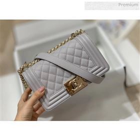Chanel Quilted Origial Haas Big Caviar Leather Small Boy Flap Bag Grey with Light Gold Hardware(Top Quality) (MH-0031722)