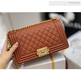 Chanel Quilted Origial Haas Caviar Leather Medium Boy Flap Bag Caramel with Matte Gold Hardware(Top Quality) (MH-0031729)