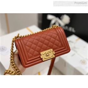 Chanel Quilted Origial Haas Caviar Leather Small Boy Flap Bag Caramel with Matte Gold Hardware(Top Quality) (MH-0031730)