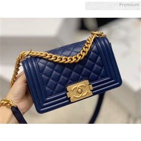 Chanel Quilted Origial Haas Caviar Leather Small Boy Flap Bag Blue with Matte Gold Hardware(Top Quality) (MH-0031732)