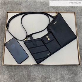Fendi Leather Pockets Clutch/Shoulder Bag Black 2020 (CL-20032013)