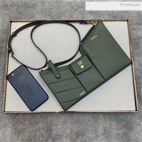 Fendi Leather Pockets Clutch/Shoulder Bag Green 2020 (CL-20032015)