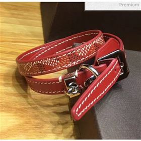 Goyard Edmond Leather Strap Bracelet Red 2020 (TS-20032046)