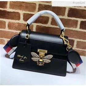 Gucci Queen Margaret GG Small Leather Top Handle Bag 476541 Black (DLH-20032113)