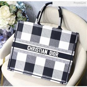 Dior Large Book Tote in Checked Canvas White 2019 (XXG-20031924)