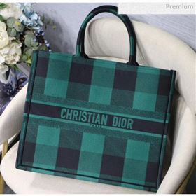 Dior Large Book Tote in Checked Canvas Green 2019 (XXG-20031922)