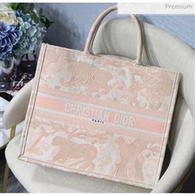 Dior Large Book Tote Bag in Tiger Embroidered Canvas Pink 2019 (XXG-20031910)