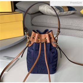 Fendi Mon Tresor FF Canvas Mini Bucket Bag Blue 2020 (HX-20032004)