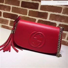 Gucci 336752 Soho Tassel Leather Chain Shoulder Bag Red (DLH-20032125)