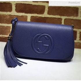 Gucci 336752 Soho Tassel Leather Chain Shoulder Bag Blue (DLH-20032123)