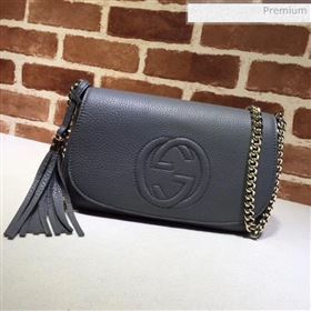 Gucci 336752 Soho Tassel Leather Chain Shoulder Bag Grey (DLH-20032120)