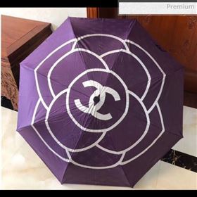 Chanel camellia umbrella for sun &amp; rain purple (XA-873563)