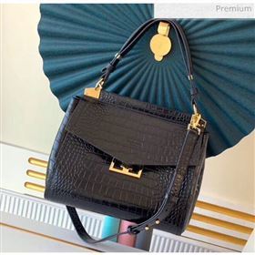 Givenchy Mystic Bag In Crocodile Pattern Calfskin Leather Black 2019 (YS-20032345)