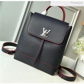 Louis Vuitton Grainy Calfskin Lockme Backpack Navy Blue/Red M43879 (K-20032423)