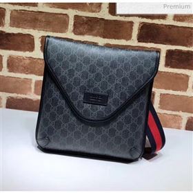 Gucci GG Supreme Flap Messenger Bag 599521 Black (DLH-20032319)