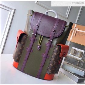Louis Vuitton Epi Leather and Monogram Canvas Christopher PM Backpack Green/Burgundy M51456 (K-20032710)