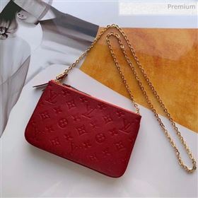 Louis Vuitton Monogram Empreinte Leather Pochette Double Zip Clutch M63916 Red 2019  (K-20032533)