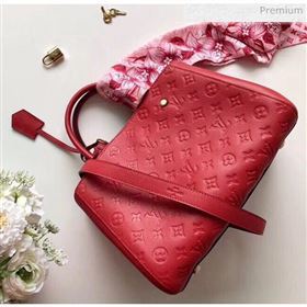 Louis Vuitton Montaigne MM Monogram Empreinte Leather Braided Top Handle Bag Red M41048 2019 (K-20032535)