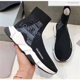 Balenciaga London Knit Sock Speed Trainer Sneaker Black 2020 (MD-20033008)