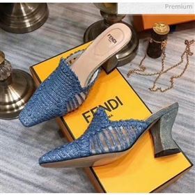 Fendi Woven High Heel Mules Sandals Blue 2020 (MD-20033104)