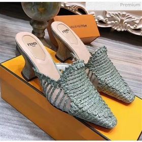 Fendi Woven High Heel Mules Sandals Green 2020 (MD-20033105)