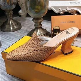 Fendi Woven High Heel Mules Sandals Brown 2020 (MD-20033106)