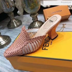 Fendi Woven High Heel Mules Sandals Pink 2020 (MD-20033108)