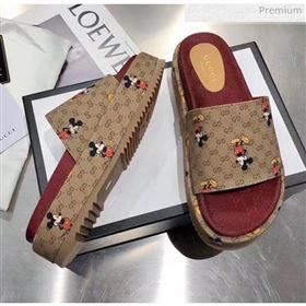 Gucci Mickey &amp; GG Canvas Platform Slide Sandal 573018 2019 (MD-20033111)