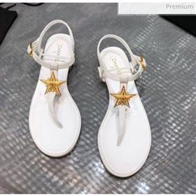 Chanel Grosgrain &amp; Goatskin Flat Sandals With Star Buckle White 2020 (MD-20032620)