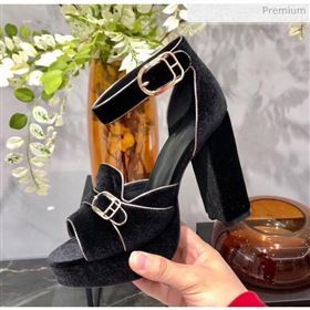 Hermes Velvet High Heel Sandal With 12cm Heel Black 2020 (SY-20032708)