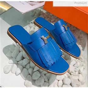 Hermes Calfskin Auteuil Sandal Blue 2020 (MD-20040132)