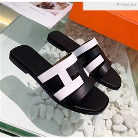 Hermes Calfskin Amore Sandal White/Black 2020 (MD-20040136)