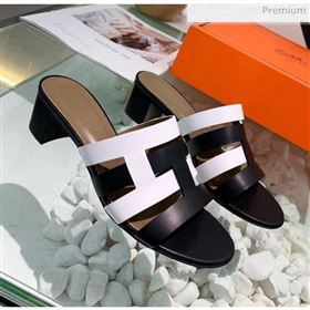Hermes Calfskin Amica Sandal With 5cm Heel Black/White 2020 (MD-200401340)