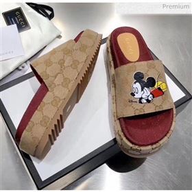 Gucci 573018 Mickey &amp; GG Canvas Platform Slide Sandal 2019 (MD-20033112)