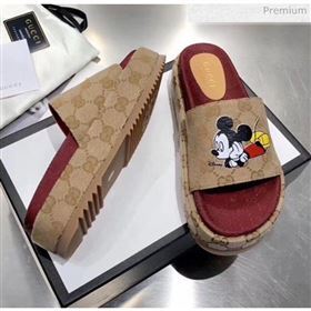 Gucci 573018 Mickey &amp; GG Canvas Platform Slide Sandal 2019  (MD-20033112)