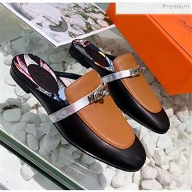 Hermes Calfskin Oz Mules Black/Brown 2020 (MD-20033137)