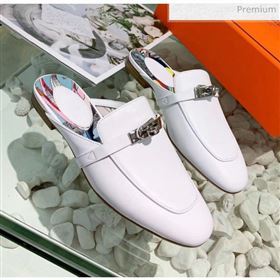 Hermes Calfskin Oz Mules White 2020 (MD-20033141)