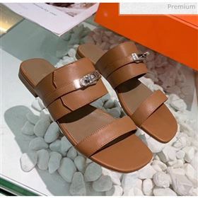 Hermes Calfskin Avenue Sandal Brown 2020 (MD-20040128)