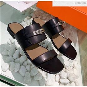 Hermes Calfskin Avenue Sandal Black 2020 (MD-20040129)