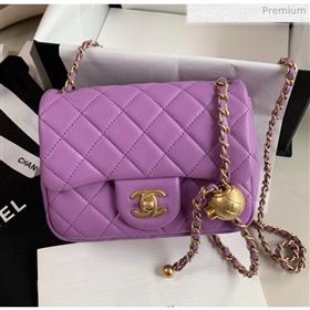 Chanel Lambskin &amp; Gold-Tone Metal Flap Bag AS1786 Purple 2020 (JY-20040307)