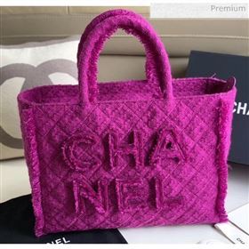 Chanel Wool Tweed Medium Zipped Shopping Bag AS0976 Purple 2019 (JY-20040331)