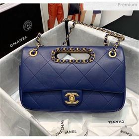 Chanel Gold-Tone Metal Chain Small Flap Bag AS1466 Blue 2020 (JY-20040317)